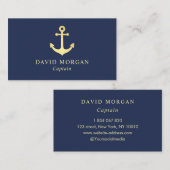 ボートキャプテンいかりロゴ海軍と金ゴールド 名刺 (正面/裏面)