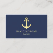 ボートキャプテンいかりロゴ海軍と金ゴールド 名刺 (正面)