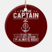 ボートキャプテンおもしろいポントゥーンキャプテンパパパパメンズ セラミックオーナメント (裏面)