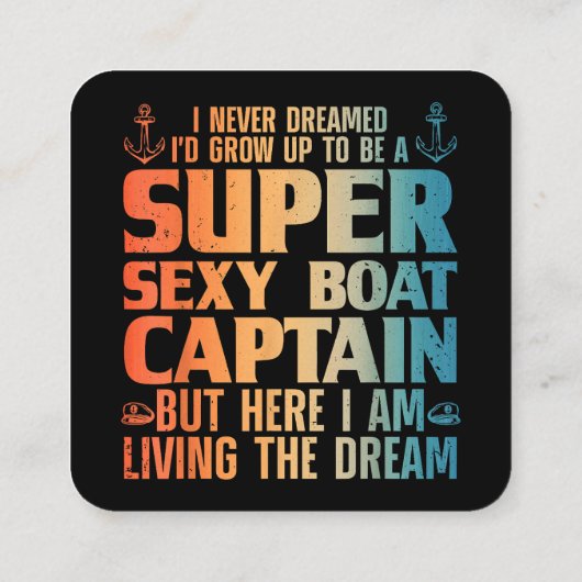 ボートキャプテンカッコいいウィメンズ男性へセールポントゥーンボアティ スクエア名刺 (裏面)