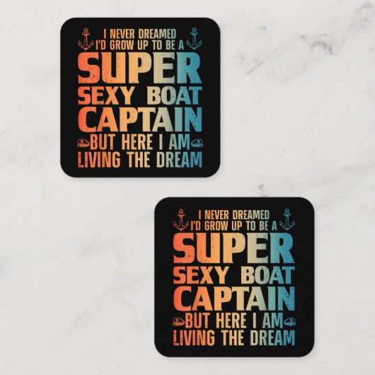 ボートキャプテンカッコいいウィメンズ男性へセールポントゥーンボアティ スクエア名刺 (正面/裏面)