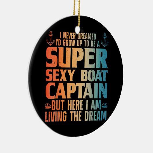ボートキャプテンカッコいいウィメンズ男性へセールポントゥーンボアティ セラミックオーナメント (右)