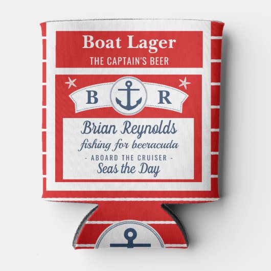 ボートキャプテンシップいかりボートラガービール |カスタム 缶クーラー (正面)