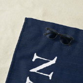 ボートキャプテンネーム航海のいかりネイビーブルー ビーチタオル (インサイチュ)