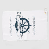 ボートキャプテンパーソナライズされたホイール航海の ゴルフタオル (横)