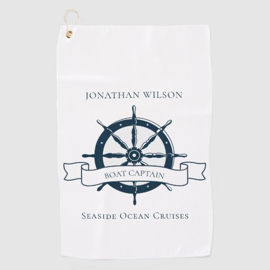 ボートキャプテンパーソナライズされたホイール航海の ゴルフタオル (正面)