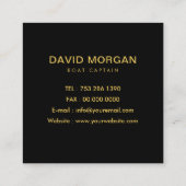 ボートキャプテンヨットブラックアンド金ゴールド スクエア名刺 (裏面)
