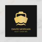 ボートキャプテンヨットブラックアンド金ゴールド スクエア名刺 (正面)