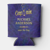 ボートキャプテン航海のいかり金ゴールド |名前をカスタムする 缶クーラー (正面)