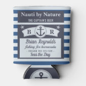 ボートキャプテン航海のセーラーブストライプのルービール 缶クーラー (正面)