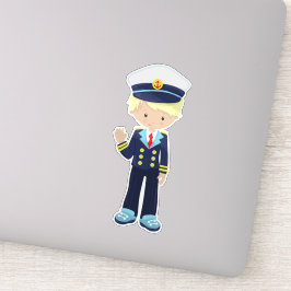 ボートキャプテン、スキッパー、かわいい男の子、金髪 シール