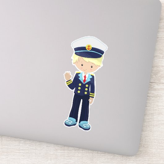 ボートキャプテン、スキッパー、かわいい男の子、金髪 シール (詳細)