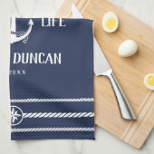 ボートクルーフォーライフ航海のモダン名前をカスタムする キッチンタオル (四つ折り)