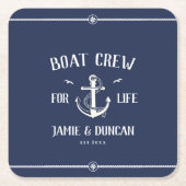 ボートクルーフォーライフ航海のモダン名前をカスタムする スクエアペーパーコースター (正面)