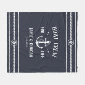 ボートクルーフォーライフ航海のモダン名前をカスタムする フリースブランケット (正面(横))