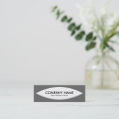 ボートシェイプ – グレー上の白 スキニー名刺 (スタンド正面)