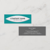 ボートシェイプ – ホワイトオン深いターコイズ スキニー名刺 (正面/裏面)
