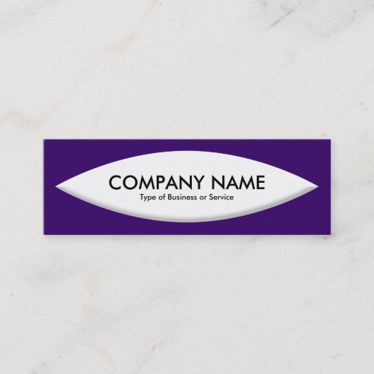 ボートシェイプ – 白オン深い紫 スキニー名刺 (正面)