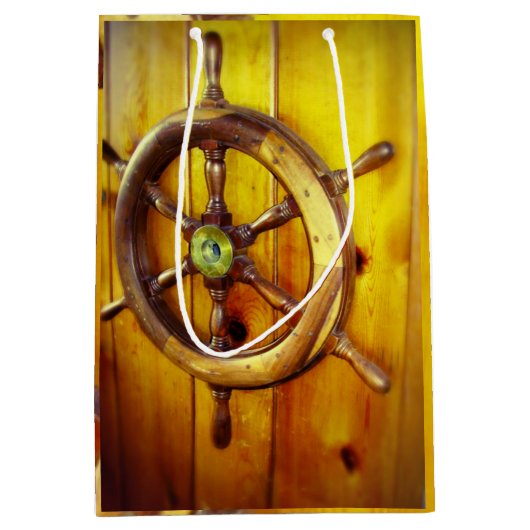 ボートステアリングホイール抱き枕 ミディアムペーパーバッグ (正面)