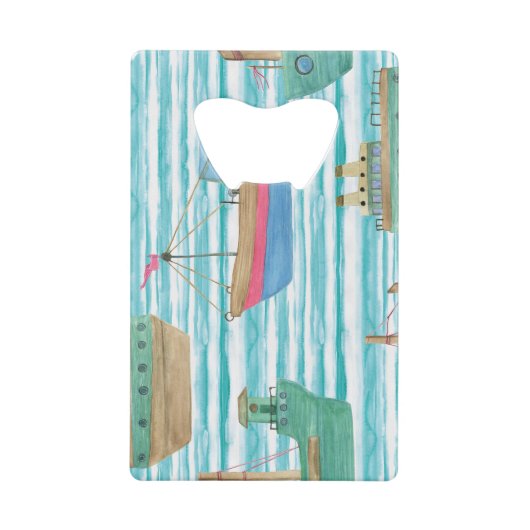 ボートストライプのパタ絵画ーン。 クレジットカード栓抜き (正面)