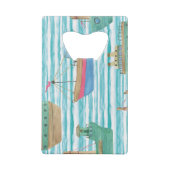 ボートストライプのパタ絵画ーン。 クレジットカード栓抜き (裏面)