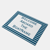 ボートドアマットに乗って青と白の歓迎を ドアマット (アングル)