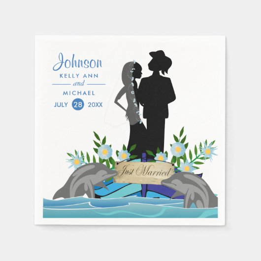 ボートドルフィン結婚ズ スタンダードカクテルナプキン (正面)