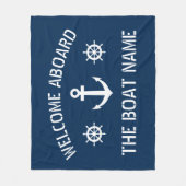 ボートネームいかりネービ航海のーブルーへようこそ フリースブランケット (正面)