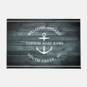 ボートネームカスタムドリフトウッドウェルカムアボードいかり ドアマット (正面)