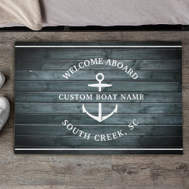 ボートネームカスタムドリフトウッドウェルカムアボードいかり ドアマット