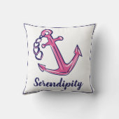 ボートネームネイビーピンクいかり クッション (裏面)