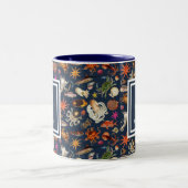 ボートネームネイビーブルー海洋生物航海のいかり ツートーンマグカップ (中央)