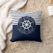 ボートネームネービーブルーシップ航海のヘルムヨット クッション (ブランケット)