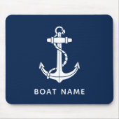 ボートネームモダンいかりセーリングクルーカスタム マウスパッド (正面)