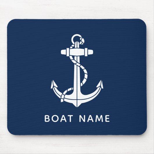 ボートネームモダンいかりセーリングクルーカスタム マウスパッド (正面)
