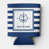 ボートネーム航海のいかりコンパスネイビーストライプズ 缶クーラー (正面)