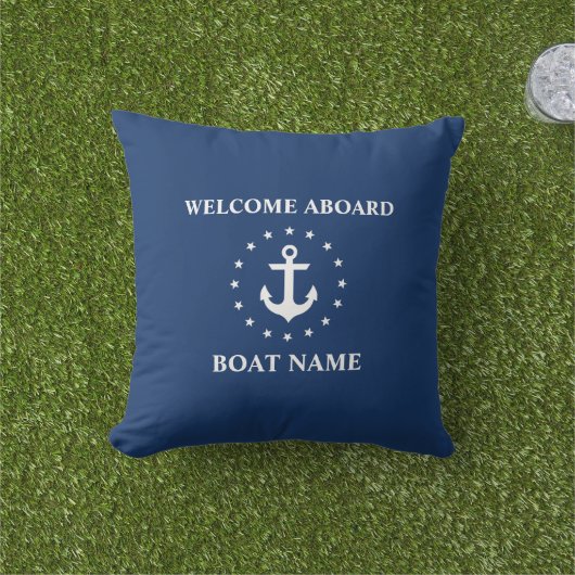 ボートネーム航海のいかりスターズブルーウェルカム アウトドアクッション (芝生)