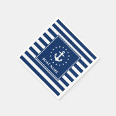 ボートネーム航海のいかりスターズブルーストライプズ スタンダードカクテルナプキン (角)