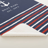 ボートネーム航海のいかりネイビストライプーブルーシェルパ シェルパブランケット (3/4)