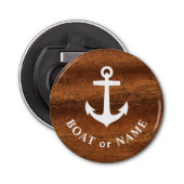 ボートネーム航海のクラシックいかりウッドスタイルラウンド 栓抜き (正面)