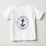 ボートネーム航海のネイビーブルーいかりカスタム ベビーTシャツ<br><div class="desc">上の「パーソナライズ」ボタクリックンでボート名と場所を追加する。私たちのスタイルをテーマにしたカスタムボートスワッグと航海の一緒に航海を設定し、家族の残りの部分と一緒にあなたの海洋冒険のための究極の仲間。このベビー体スーツインスパイアは海のキュートなデザインを誇り疑問に思、いかりやロープなどクラシックの海洋のモチーフを取り入れている。あなたはの海岸沿いのクルージングや海底探検に乗り出すかどうか航海の、私たちのアパレルは機能としゃれているの完璧なブレンドであり、それはボーイング愛好家のための必需品である。船乗りや乗客にとって完璧な景品。</div>