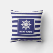 ボートネーム航海のネイビーブルーストライプのデザイン クッション (裏面)