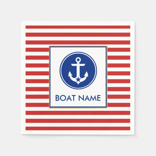 ボートネーム航海のパーティーカクテルナプキンスRWB スタンダードカクテルナプキン (正面)