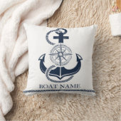 ボートネーム航海のブルーいかり クッション (ブランケット)