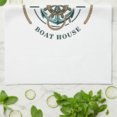 ボートハウスいかりボートホイールイヤーパーソナライズされたエスト キッチンタオル (折り畳み)