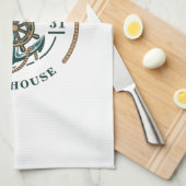 ボートハウスいかりボートホイールイヤーパーソナライズされたエスト キッチンタオル (四つ折り)