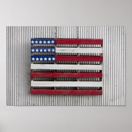 ボートハウスアメリカ国旗 ポスター