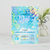 ボートバースデーパーティーパーティーアットザレイク絞り染めグロー 招待状 (スタンド正面)