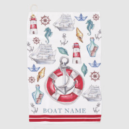 ボートパーソナライズされたの水色航海の ゴルフタオル