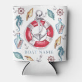 ボートパーソナライズされたの水色航海の 缶クーラー (正面)